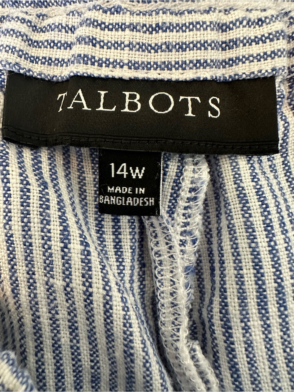 NWOT Talbots 100% Linen Wide Leg Pants Blue White Stripe Size 14W - Picture 4 of 13